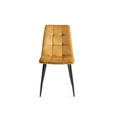 Ramsay X Leg Oak Effect 6 Seater Dining Table & 6 Mondrian Mustard Velvet Fabric Chairs