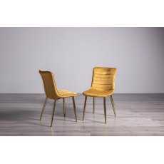 Rothko Mustard Velvet Fabric Chairs with Gold Legs