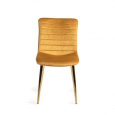 Rothko Mustard Velvet Fabric Chairs with Gold Legs