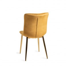 Rothko Mustard Velvet Fabric Chairs with Gold Legs