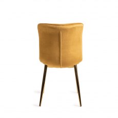 Rothko Mustard Velvet Fabric Chairs with Gold Legs