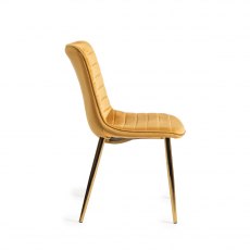 Rothko Mustard Velvet Fabric Chairs with Gold Legs
