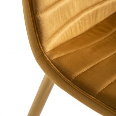 Rothko Mustard Velvet Fabric Chairs with Gold Legs