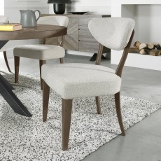 Bosco - Fumed Oak Dining Chair in Oatmeal Fabric (Pair)