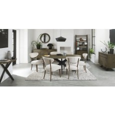 Bosco - Fumed Oak Dining Chair in Oatmeal Fabric (Pair)