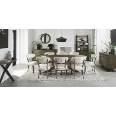 Bosco - Fumed Oak Dining Chair in Oatmeal Fabric (Pair)