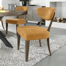 Bosco - Fumed Oak Dining Chair in Mustard Fabric (Pair)