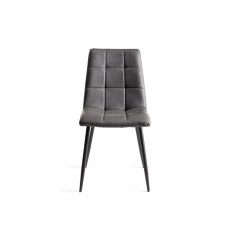 Ramsay X Leg Oak Effect 6 Seater Dining Table & 4 Mondrian Dark Grey Faux Leather Chairs