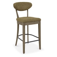 Bosco - Fumed Oak Bar Stool in Green Fabric (Pair) Bosco - Fumed Oak Bar Stool in Green Fabric (Pair)