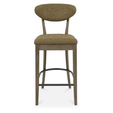 Bosco - Fumed Oak Bar Stool in Green Fabric (Pair) Bosco - Fumed Oak Bar Stool in Green Fabric (Pair)
