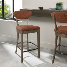 Bosco - Fumed Oak Bar Stool in Auburn Fabric (Pair)