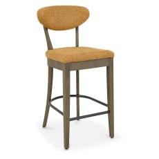 Bosco - Fumed Oak Bar Stool in Mustard Fabric (Pair) Bosco - Fumed Oak Bar Stool in Mustard Fabric (Pair)