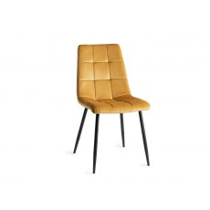 Ramsay X Leg Oak Effect 6 Seater Dining Table & 4 Mondrian Mustard Velvet Fabric Chairs