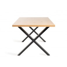 Ramsay X Leg Oak Effect 6 Seater Dining Table & 4 Mondrian Mustard Velvet Fabric Chairs