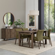 Alto - Dark Oak Dining Chair in Green Fabric (Pair)