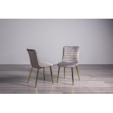 Rothko Grey Velvet Fabric Chairs with Gold Legs