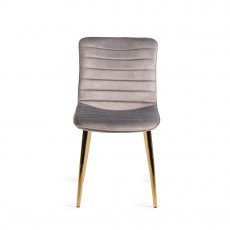 Rothko Grey Velvet Fabric Chairs with Gold Legs