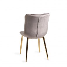 Rothko Grey Velvet Fabric Chairs with Gold Legs