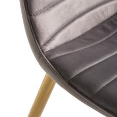Rothko Grey Velvet Fabric Chairs with Gold Legs