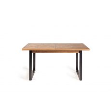 Lowry Rustic Oak 4-6 Dining Table & 4 Cezanne Chairs in Dark Grey Faux Leather with Black Legs