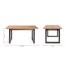 Lowry Rustic Oak 4-6 Dining Table & 4 Cezanne Chairs in Dark Grey Faux Leather with Black Legs