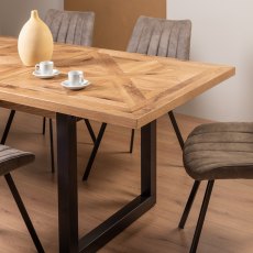 Lowry Rustic Oak 4-6 Dining Table & 4 Fontana Tan Faux Suede Chairs