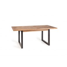 Lowry Rustic Oak 6-8 Dining Table & 6 Cezanne Chairs in Dark Grey Faux Leather with Black Legs