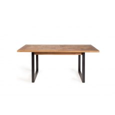 Lowry Rustic Oak 6-8 Dining Table & 6 Cezanne Chairs in Dark Grey Faux Leather with Black Legs