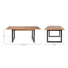 Lowry Rustic Oak 6-8 Dining Table & 6 Cezanne Chairs in Dark Grey Faux Leather with Black Legs