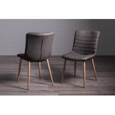 Hopper Scandi Oak 4-6 Dining Table & 4 Eriksen Dark Grey Faux Leather Chairs
