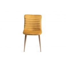 Hopper Scandi Oak 4-6 Dining Table & 4 Eriksen Mustard Velvet Fabric Chairs