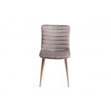 Hopper Scandi Oak 4-6 Dining Table & 4 Eriksen Grey Velvet Fabric Chairs