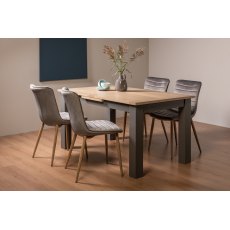 Hopper Scandi Oak 4-6 Dining Table & 4 Eriksen Grey Velvet Fabric Chairs