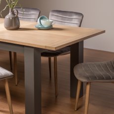 Hopper Scandi Oak 4-6 Dining Table & 4 Eriksen Grey Velvet Fabric Chairs