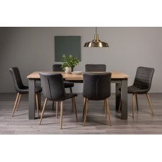 Hopper Scandi Oak 6-8 Dining Table & 6 Eriksen Dark Grey Faux Leather Chairs