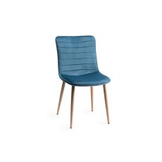 Hopper Scandi Oak 6-8 Dining Table & 6 Eriksen Petrol Blue Velvet Fabric Chairs