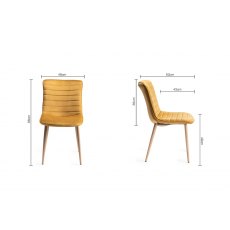 Hopper Scandi Oak 6-8 Dining Table & 6 Eriksen Mustard Velvet Fabric Chairs