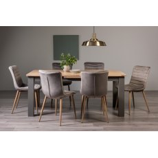 Hopper Scandi Oak 6-8 Dining Table & 6 Eriksen Grey Velvet Fabric Chairs