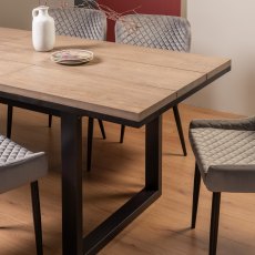 Turner Weathered Oak 4-6 Dining Table & 4 Cezanne Chairs in Grey Velvet Fabric with Black Legs