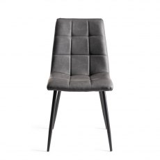 Mondrian Dark Grey Faux Leather Chairs with Black Legs