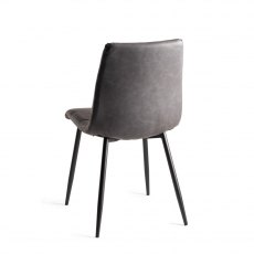 Mondrian Dark Grey Faux Leather Chairs with Black Legs