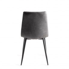 Mondrian Dark Grey Faux Leather Chairs with Black Legs