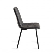 Mondrian Dark Grey Faux Leather Chairs with Black Legs