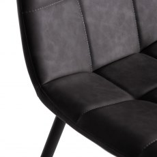 Mondrian Dark Grey Faux Leather Chairs with Black Legs