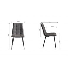 Mondrian Dark Grey Faux Leather Chairs with Black Legs