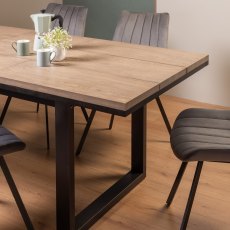 Turner Weathered Oak 4-6 Dining Table & 4 Fontana Grey Velvet Fabric Chairs