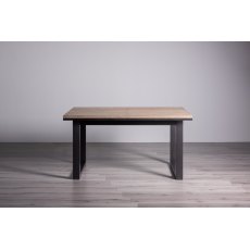 Turner Weathered Oak 4-6 Dining Table & 4 Seurat Dark Grey Faux Suede Chairs