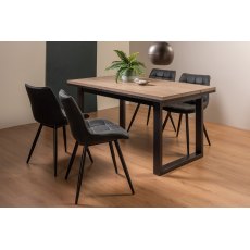 Turner Weathered Oak 4-6 Dining Table & 4 Seurat Dark Grey Faux Suede Chairs