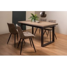 Turner Weathered Oak 4-6 Dining Table & 4 Seurat Tan Faux Suede Chairs