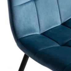 Mondrian Petrol Blue Velvet Fabric Chairs with Black Legs